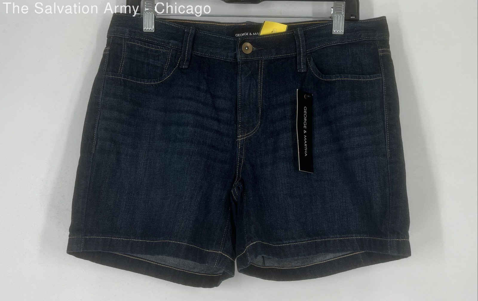 George & Martha Womens Blue Diane Dark Wash Pockets Denim Jean Shorts Size 35