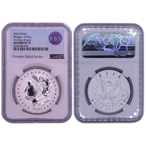 2022 Fiji Morgan Silver Dollar "D" Privy Reverse Proof - PF 70 PSS FDOI