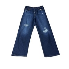Levi Strauss Ribcage Straight Ankle Jeans Dark Wash Distressed Women's 29