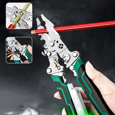 Multifunctional Foldable Wire Stripping Scissors with Electrical Test Pliers