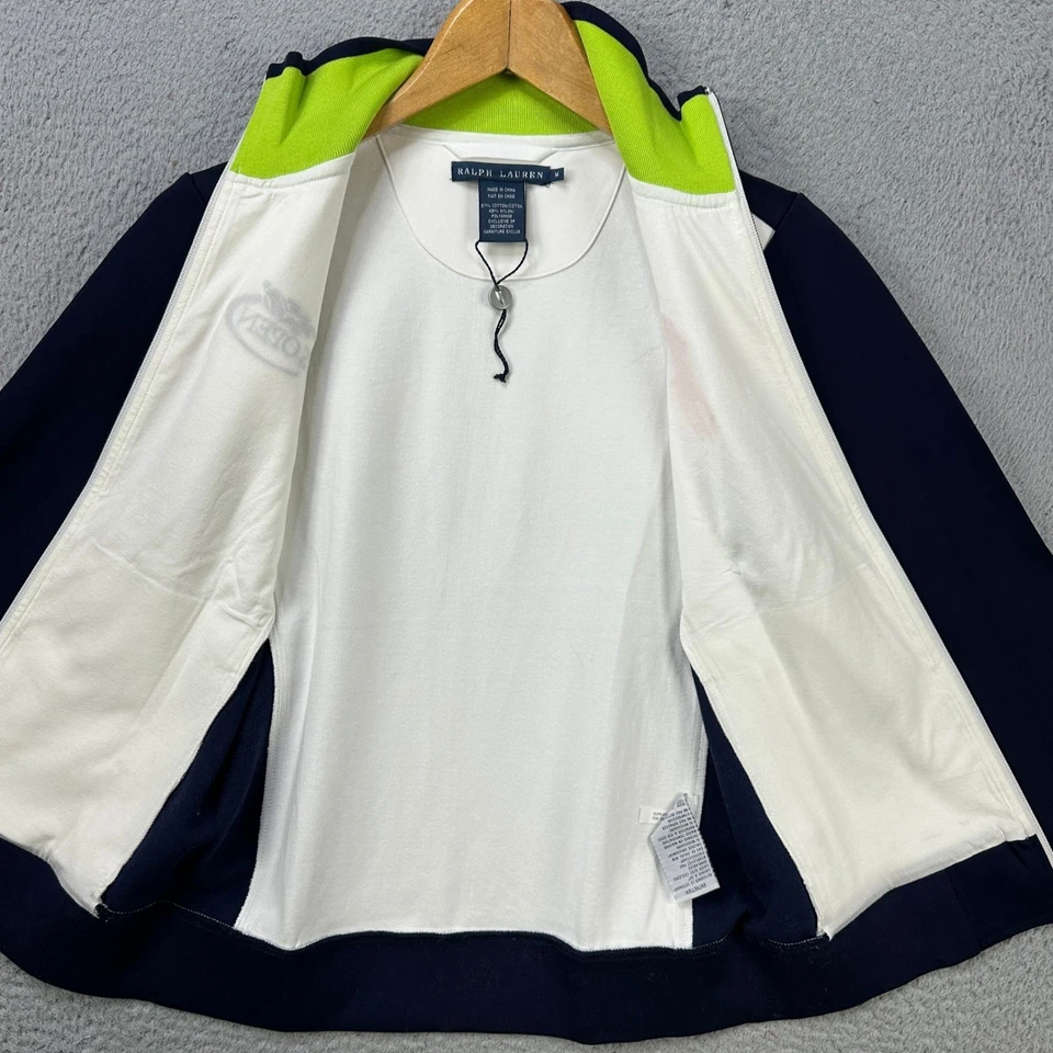 Chaqueta Ralph Lauren Big Pony Cremallera Completa Mujer Mediana Azul Blanco EE. UU. Open Tenis NUEVA Foto 2 de 4