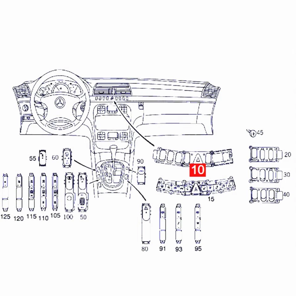 Hot Hazard Warning Light Switch Button for Mercedes-Benz W221 S-Class 06-13 , Foto 3 de 4