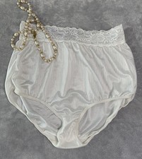 Vintage Glossy Sheer Stripe Nylon Granny Brief PANTIES L 7 Bestform USA