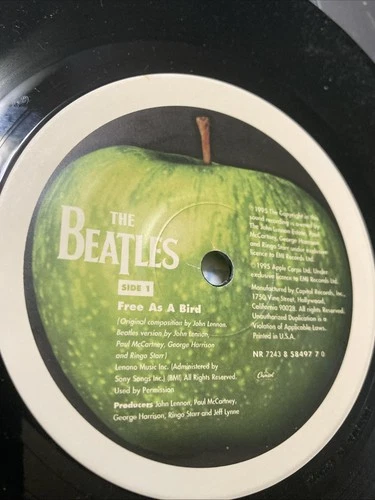 the beatles free as a bird-apple-45 rpm f.1995-w/picture sleeve vinyl ex