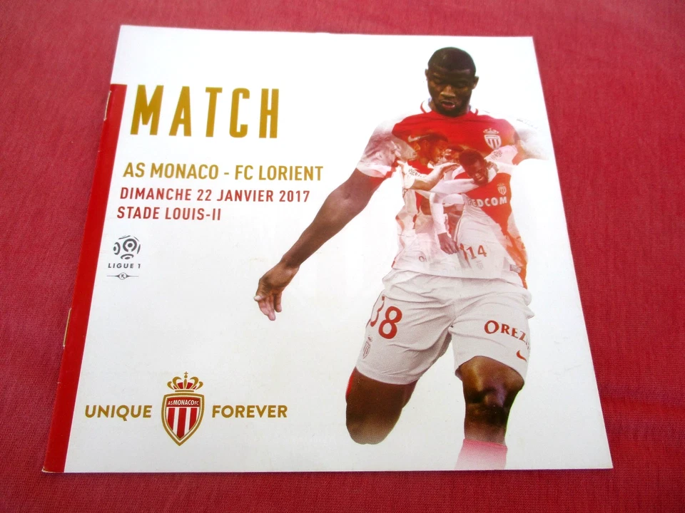 AS MONACO FC LORIENT 2017 Programme MATCH CHAMPIONNAT DE FRANCE LIGUE 1 FOOTBALL - Photo 1/1