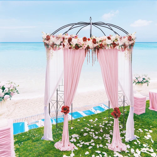 VEVOR Pavillon Gartenbogen Vogelkäfigform 2,4x2 m Hochzeit Garten Schwarz - Bild 8 von 12