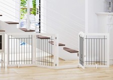 96-inch Extra Wide 30-inches Tall Dog Gate with Door Walk Through, Freestandi...