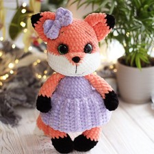 Crochet Stuffed Fox Toy for Girl   Soft Handmade Plush Animal   Cute Gift Idea