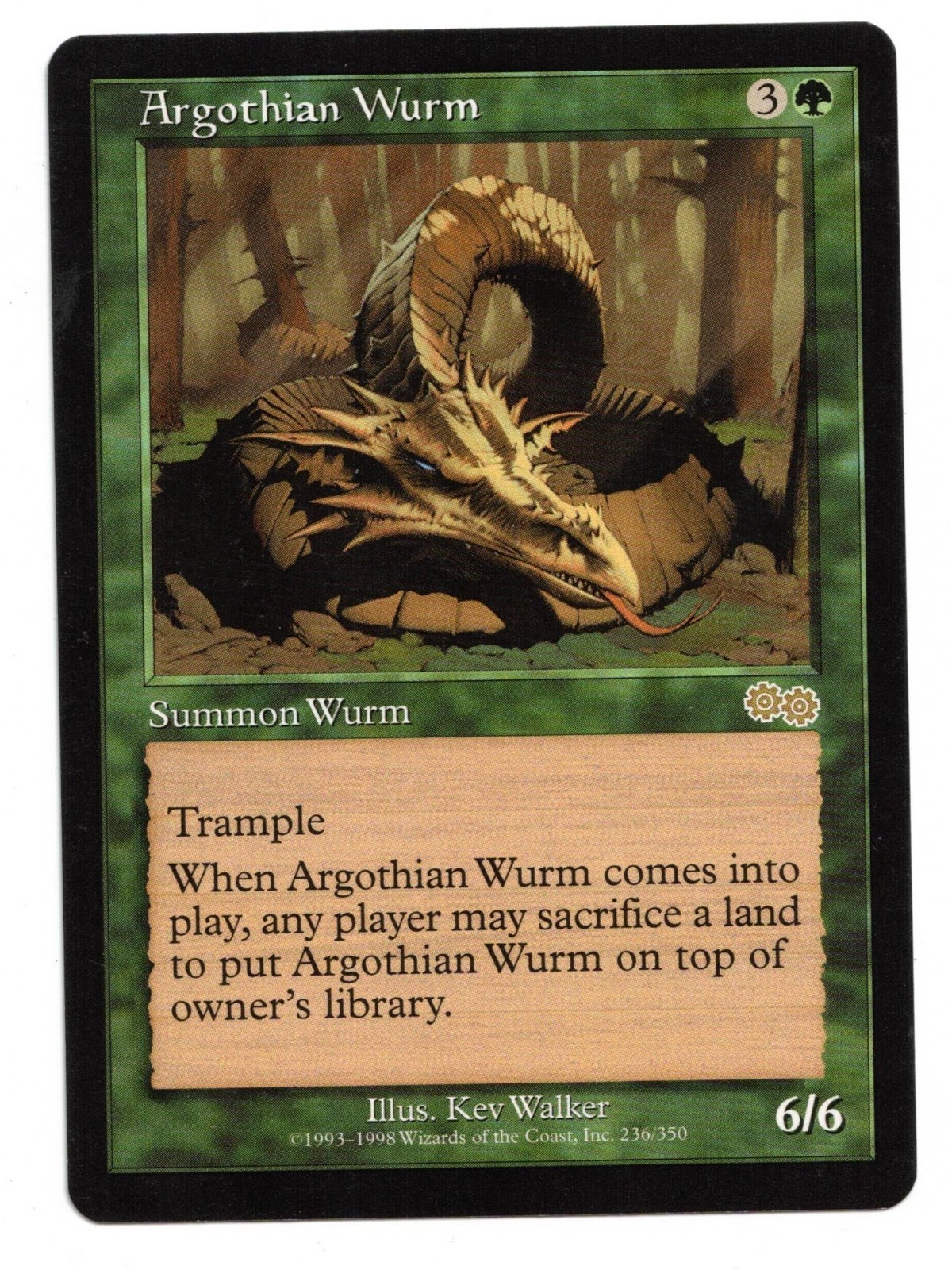 Magic the Gathering MTG Card: Argothian Wurm 236/350 Urza's Saga Rare! NM