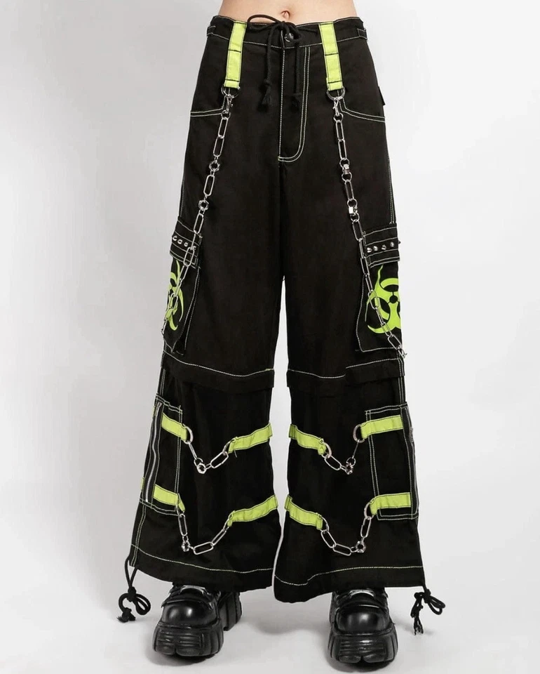 Y2K, Toxic, Green And Black Chain Punk Goth Pants cargo Pants, Baggy Style/Jorts - Image 4 of 4