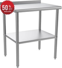 30'' x 24'' Stainless Steel Table for Prep  Work with Backsplash for Kitchen