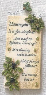 Hausregeln Schild Magnet 17 cm Deko Wandbild Spruch Vintage Stil selten Geschenk - Bild 1 von 2