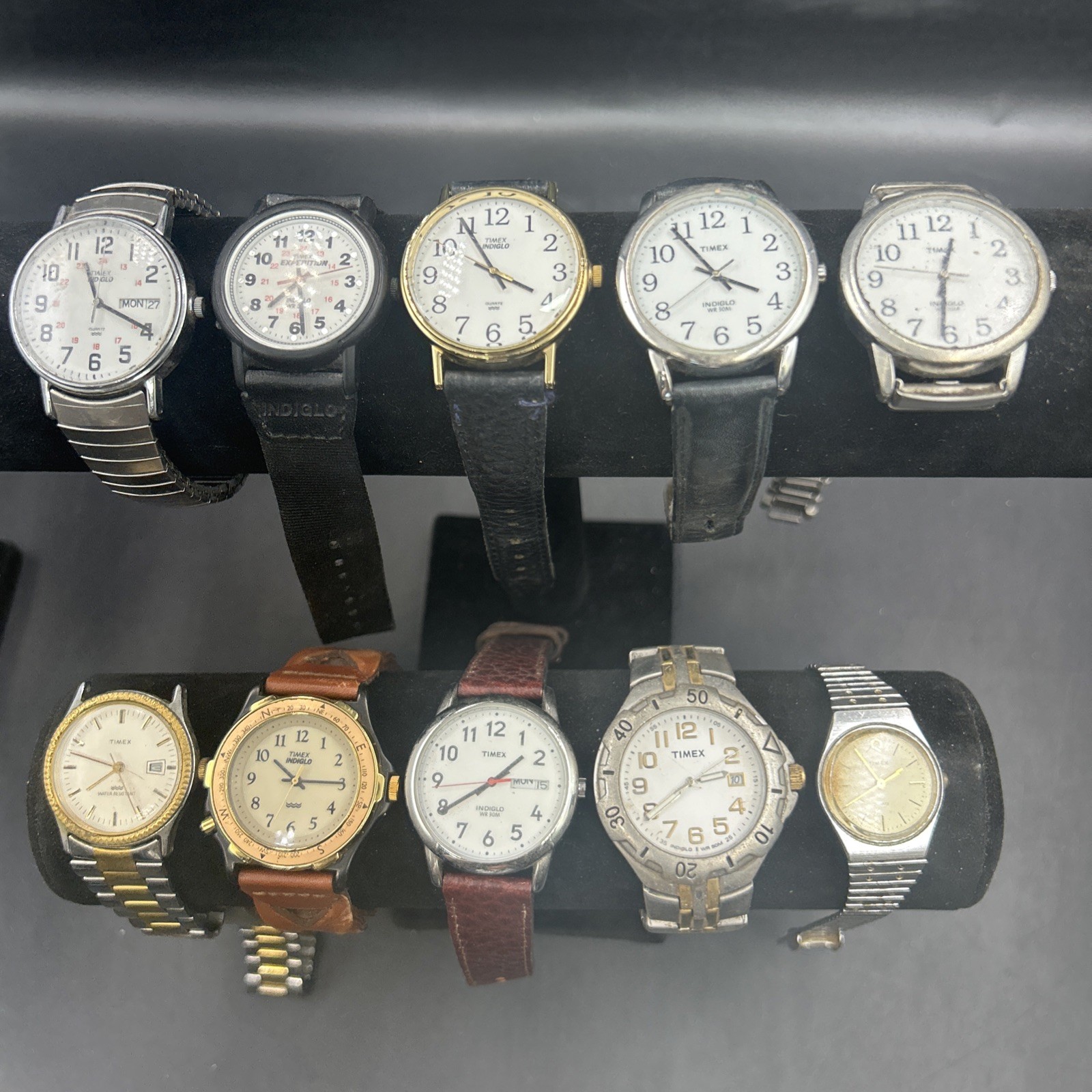 Lot Of 10 Mens Vintage Timex Watches Quartz Analog Digital, Indiglo + More
