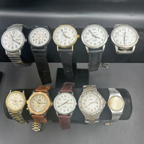 Lot Of 10 Mens Vintage Timex Watches Quartz Analog Digital, Indiglo + More