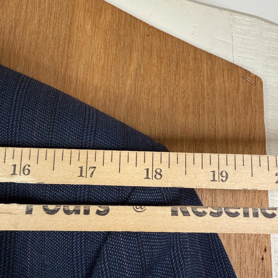 Traje De Colección Doble Pecho Para Hombres 42R Azul Marino Rayas 4x1 Mezcla de Lana Pantalones 36x32 Foto 4 de 4