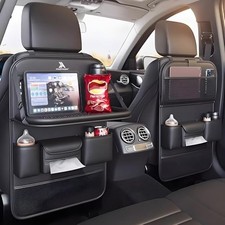 Universal Foldable Car Backseat Organizer with Table Tray, Car 2 Pack Black