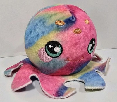 Neon Rainbow Octopus Squeezamals Stuffed Plush Toy