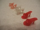 Vintage Barbie 3 Sets of High Heel Open Toe Shoes White Red and Pink
