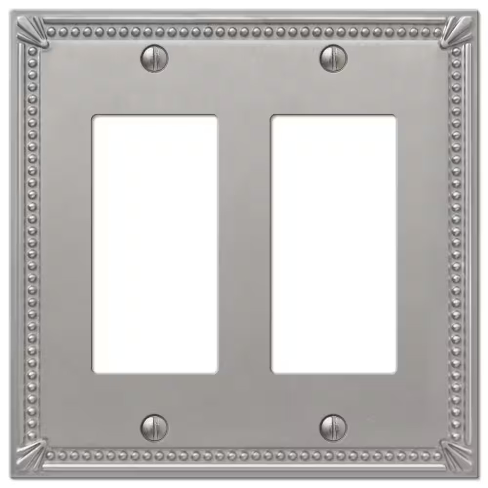 Imperial Bead 2 Gang Rocker Metal Wall Plate - Brushed Nickel