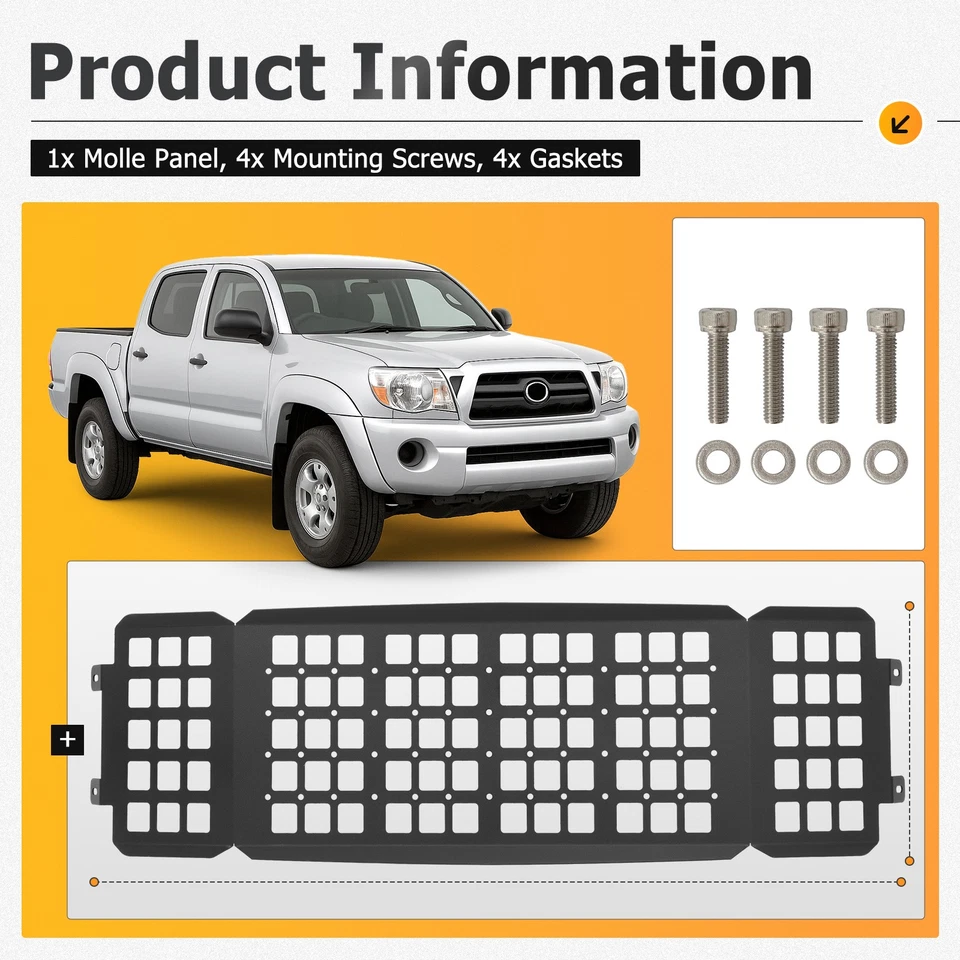 Molle Panel Roof Rack For Toyota Tacoma 2005-2015 2nd Gen Double Cab 4-Door Foto 3 de 4
