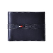 Tommy Hilfiger Men's Premium Leather Credit Card ID Wallet Billfold NAVY in box