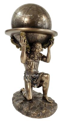 Download 9" GREEK ATLAS GOD Astrology Ring World on Back Statue ...
