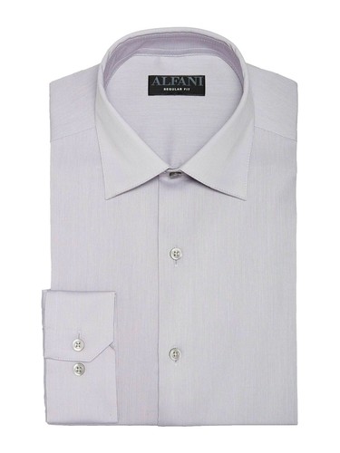 alfani alfatech dress shirt Alfani Men's Alfatech Solid Regular Fit Performance Dress Shirt M 15-15.5 34-35