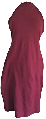 Skater Dress with Mock Neck Halter, Red Rolla Coasta M,  Knee Rayon, Soft Comfy