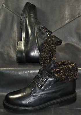 La Canadienne women's black leather lace up ankle boot booties shoes size US 6M