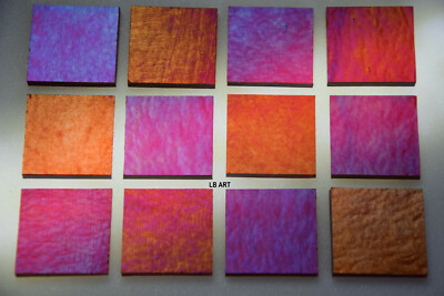 1122.31 - 12 PIECES IRIDIZED TRANSPARENT RED 1/2''x 1/2'' BULLSEYE GLASS 90 COE