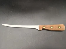 CHICAGO CUTLERY 78S Fillet Knife 7.5" Blade USA Walnut 3 Brass VINTAGE EXC