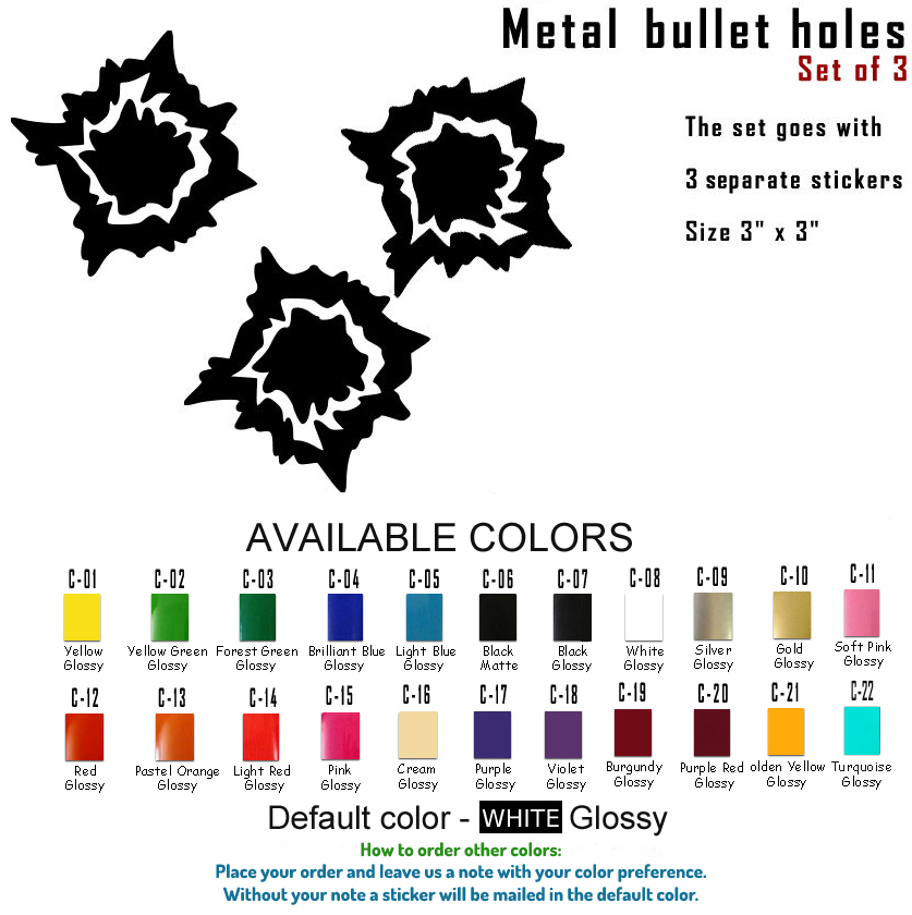 Bullet Holes Vinyl Decal Sticker Car Window Wall Bumper Set Of 3 - Foto 10