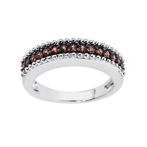 September Birthstone Orange Sapphire Band Sterling Silver