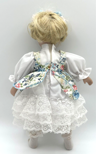 Vintage Doll In Floral Dress Blonde Hair Blue Eyes 12 Inch - Picture 2 of 4