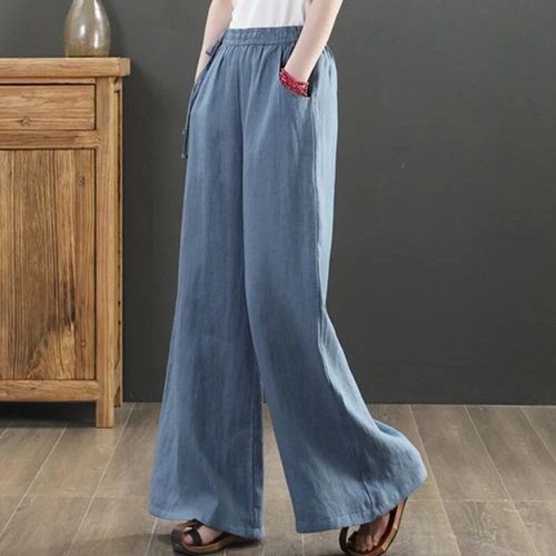 Women Loose Fit Elastic Waisted Palazzo Pant Ladies Daily Wear Casual - Picture 18 of 54