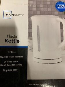 Coffee w/Auto Shutoff White Mainstays 1.7L Plastic Kettle for Tea MK-17P15A