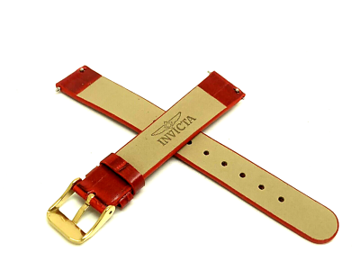 Invicta Watch Replacement Band Red Leather 16mm Lug Gold  display picture 3