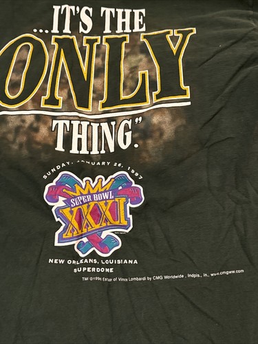 Vince Lombardi Vtg Green Bay Packers T Shirt Super Bowl XXXI Single Stitch XL 97 - Picture 9 of 14