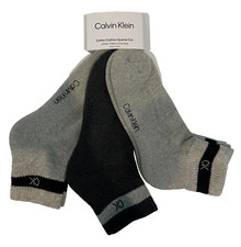 Men's Calvin Klein 3-Pair Cotton Cushion Quarter Socks Size: US 7-12 Grey/Black
