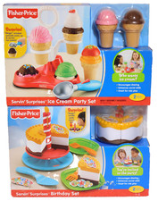2 sets NEW Fisher Price Servin Surprises Birthday Cake Food Ice Cream Party Set