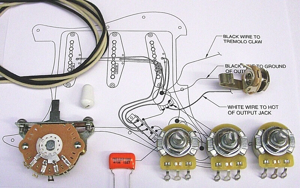 Electrics Upgrade Wiring Kit for Strat (with Oak Switch)CTS Orange Drop S/craft