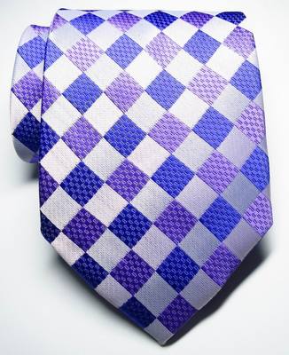EXT Collection 100% Silk Necktie - Classic Checked Jacquard Woven Men's Tie - View #8