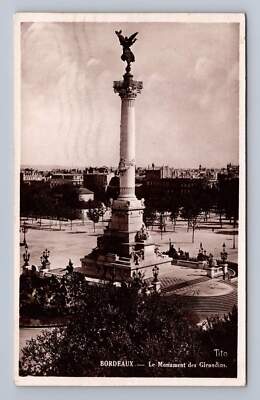 Antique France Postcard BORDEAUX Monument des Girondins 1930