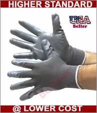 36 Pairs Gray Nylon Work Gloves w/ Gray Nitrile Palm Finger Coating S, M, L, XL