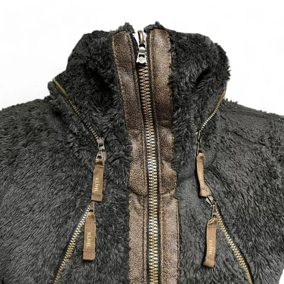 Chaqueta de vuelo KUHL para mujer talla S polar cuervo dos tonos cremallera completa capucha verde/marrón Foto 4 de 4