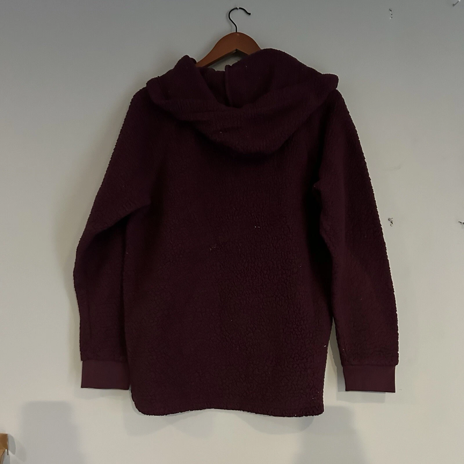 UNDERCOVER Felpa con cappuccio ROSA donna M logo sherpa tasca prugna viola accogliente calda 1 2 zip pullover