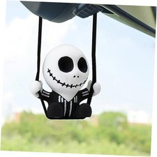 Wonuu Swinging Skull Rear View Mirror Hanging Ornament, Cool Black Skull