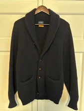 Drake's London Easyday Lambswool Shawl Collar Cardigan - Navy, Size 38