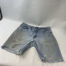 Levis Vintage Orange Tab Cut Off Blue Denim Shorts No Size Tag Have Wear Stains