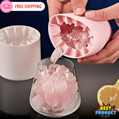 1 Stück Rosa Silikon Tragbare Eiswürfel Form Zylinder Leicht Zu Lösen mit Deckel 3D